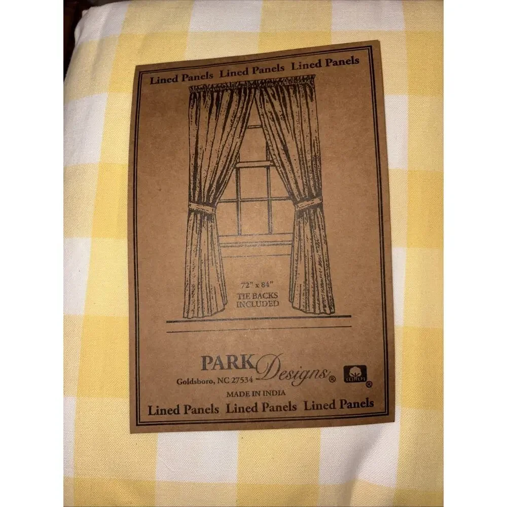 Park Designs Wicklow Yellow Drapes 2 Panel 84” X 72” Primitive Curtains New Tie